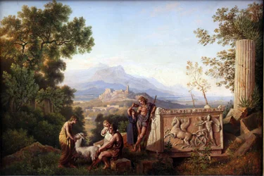 Greek Fantasy Landscape with Resting Shepherd